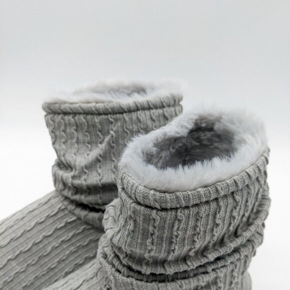 CHARTER CLUB Slouchy fur lined women's bootie slippers - GRAY - Large (9-10) - Picture 11 of 16